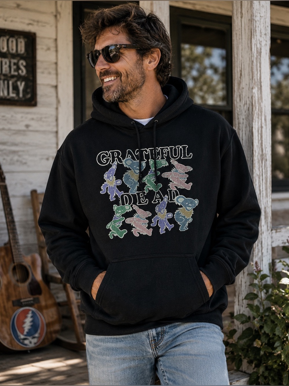 Grateful Dead Dancing Bears Hoodie Junk Food Clothing Unisex Large NWT